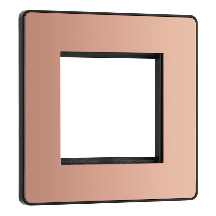 BG Evolve Polished Copper Screwless Twin Euro Module Front Plate PCDCPEMS2B