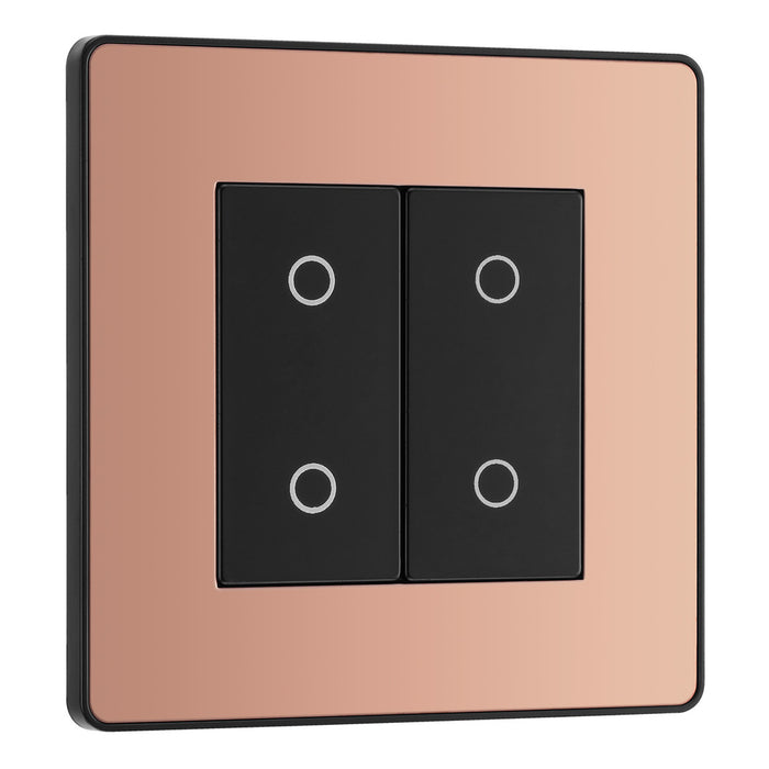 BG Evolve Polished Copper Screwless Double Master Touch Dimmer Switch PCDCPTDM2B