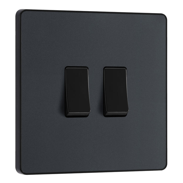 Master Switch Grey BG Evolve Matt Grey Screwless Double Light Switch PCDMG42B — Masterlec