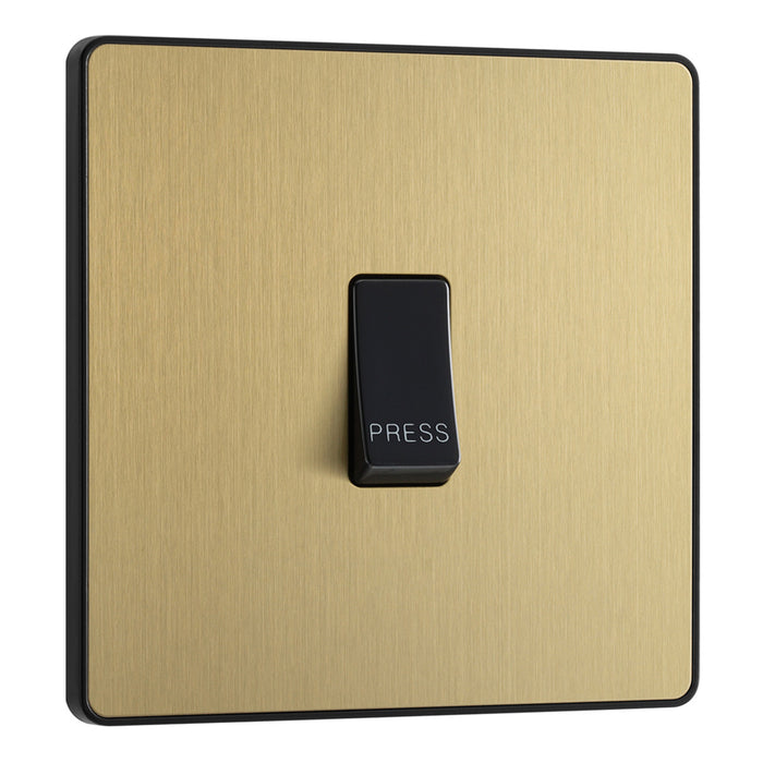 BG Evolve Satin Brass Screwless Single Press Switch PCDSB14B