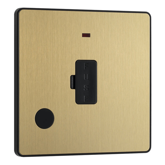 BG Evolve Satin Brass Screwless Unswitched Spur + Neon + Cable Outlet PCDSB54B