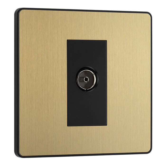 BG Evolve Satin Brass Screwless TV Aerial Socket PCDSB60B