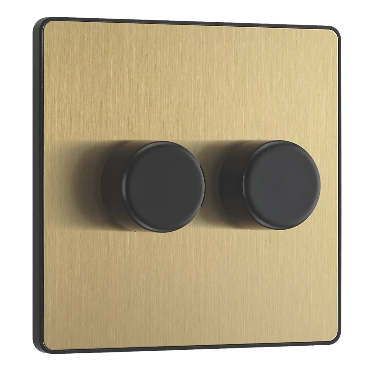 BG Evolve Satin Brass Screwless Double Trailing Edge Dimmer Switch PCD ...