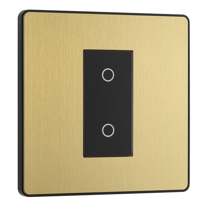 BG Evolve Satin Brass Screwless Single Master Touch Dimmer Switch PCDSBTDM1B