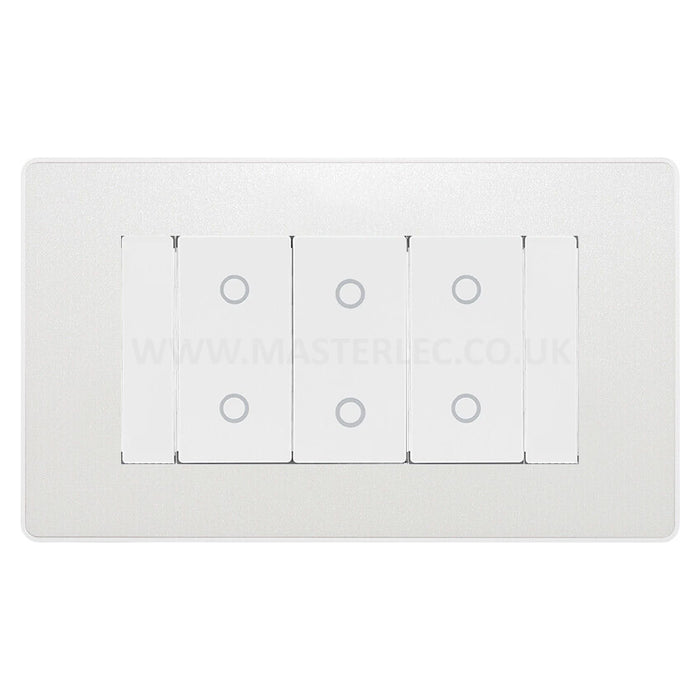 BG Evolve Pearlescent White Screwless Triple Master Touch Dimmer Switch PCDCLTDM3B