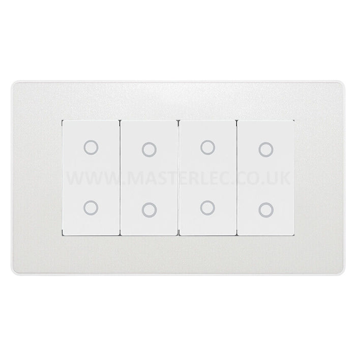 BG Evolve Pearlescent White Screwless Quad Master Touch Dimmer Switch PCDCLTDM4B
