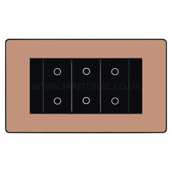 BG Evolve Polished Copper Screwless Triple Secondary Touch Dimmer Switch PCDCPTDS3B