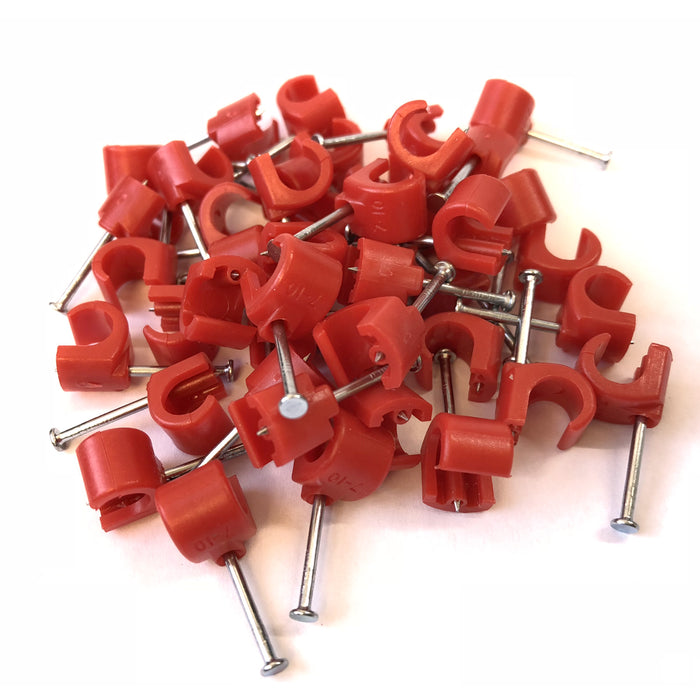 Unicrimp 7-10mm PVC Round Cable Clips Red 100 Pack