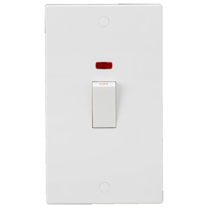 ML Accessories White Square Edge 45A 2G DP Switch with Neon (White Rocker)