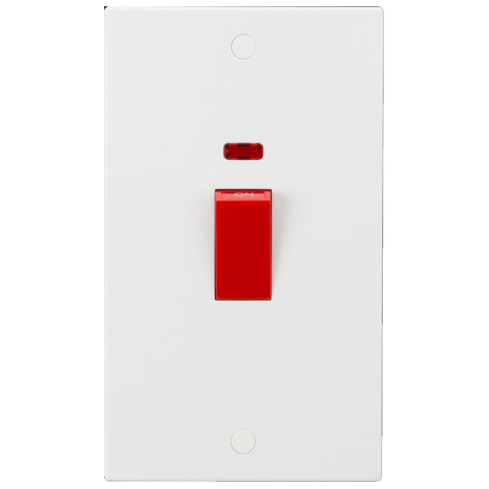 ML Accessories White Square Edge 45A 2G DP Switch with Neon