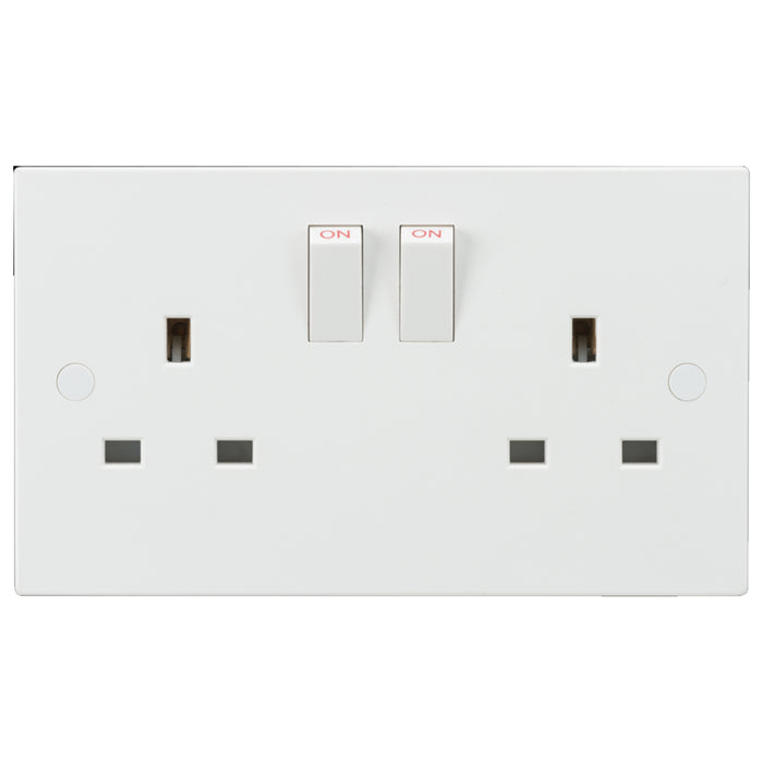 ML Accessories White Square Edge 13A 2G SP Switched Double Socket