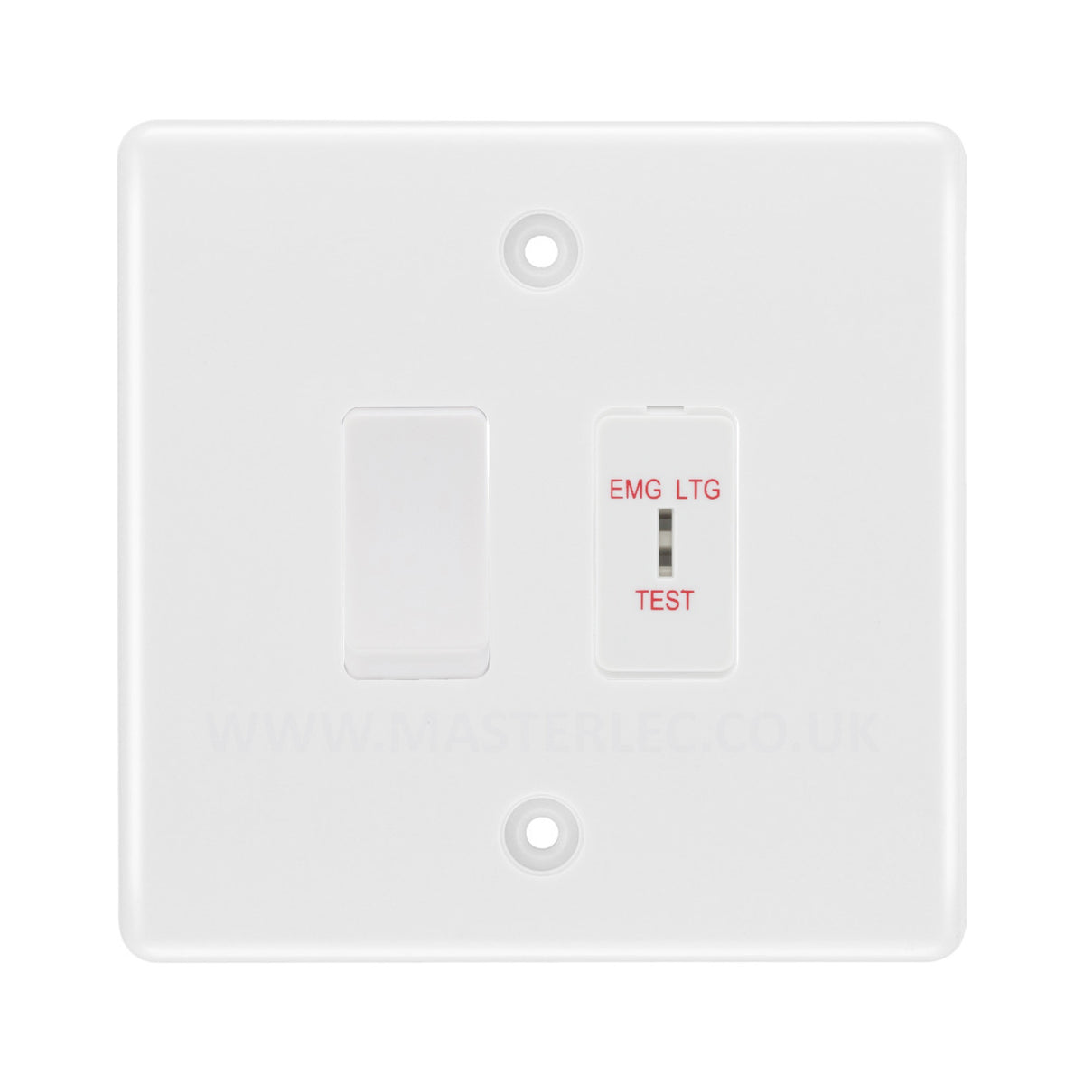 BG White 2 Gang Emergency Lighting (EMG LTG TEST) Key Switch with 2 Wa