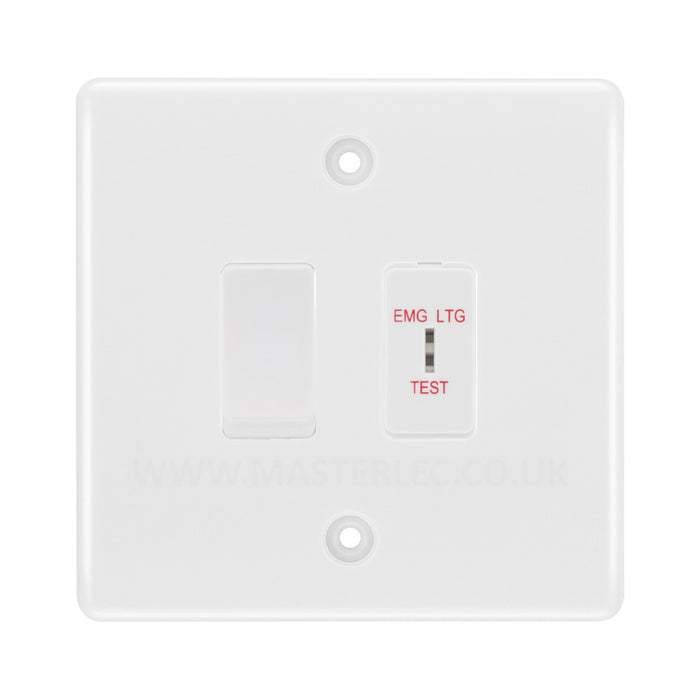 BG White 2 Gang Emergency Lighting (EMG LTG TEST) Key Switch with 2 Way Single Pole Switch